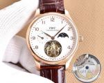 High Quality Replica IWC Different Colors Genuine Leather Strap Different Colors Face Dial Rose Gold Stainless Steel Case Watch 42mm